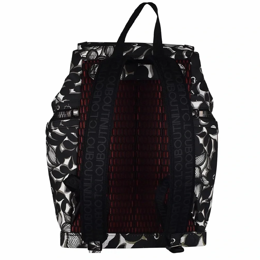 NWT CHRISTIAN LOUBOUTIN Explorafunk backpack. Black and white floral large.